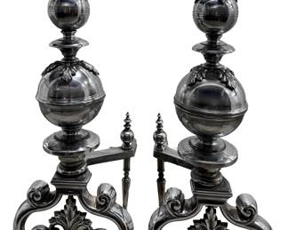 Baroque Silver plate andirons