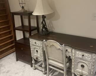 Shabby chic wooden desk, wooden furniture, antique display shelf