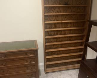 Antque collectors items and quality furniture, wooden vintage shop display shelving unit.