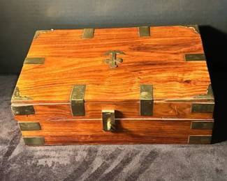 Wooden Box W Brass Accents