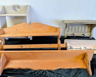 Five Hanging Wood Shelves