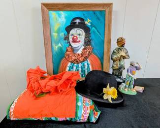 Clown Lot Clown Outfit, Picture, Emmet Kelly Decanter Collection Statue