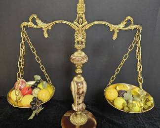 Marble Scale of Justice with Brass Colored Metal