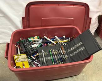 Variety of Ink Pens Burgundy, Tote