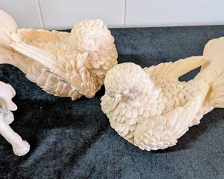 Vtg A. Santini White Alabaster Doves Elephants