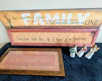 Three Hanging Pictures with Three Willow Tree Angels