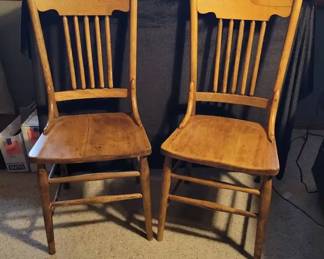 Pair of Wood Dining Chairs