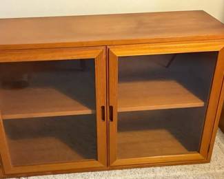 013 Solid Teak Shelves with Framed Glass Doors
