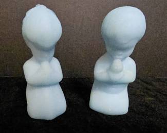 Fenton Blue Satin Praying Boy Girl