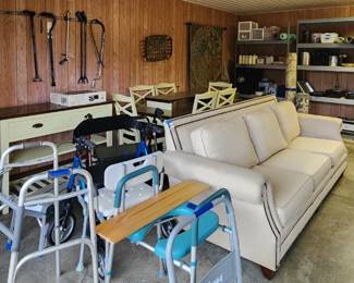 Dining room table, sofa, side table