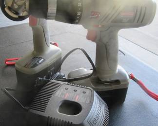 Craftsman drill, flashlight, charger and two charged batteries.