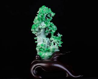 Lot JD804 Jadeite Jade Bonsai Tree Carving  GIA