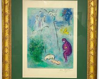 Lot 355 Original Marc Chagall Color LithographDaphnis Discovers Chloe