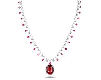 Lot 8119 Unheated Ruby Necklace  GIA Certified.