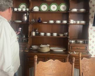 China cabinet, hutch, martini glasses, dishes