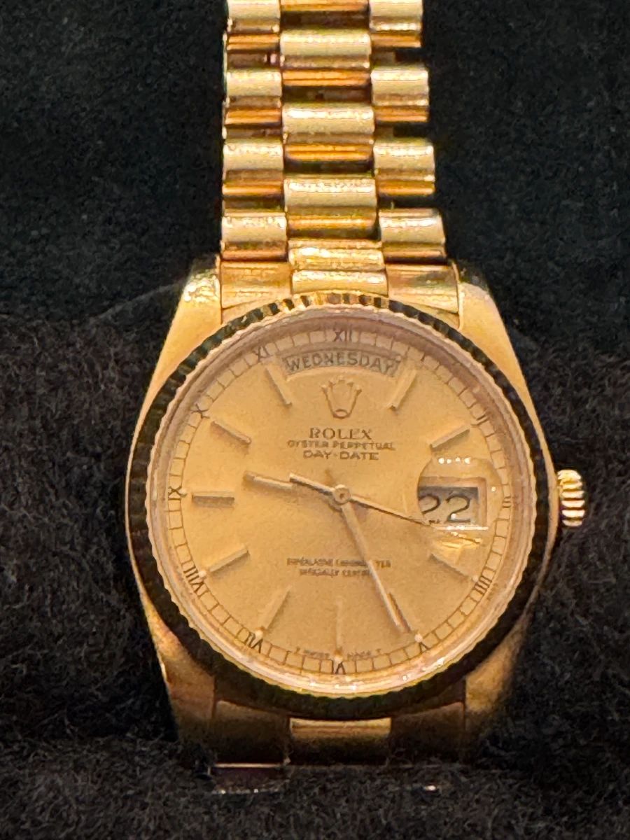 18K Rolex Day-Date President Gold Watch Vintage Automatic Champagne Dial