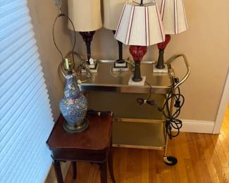 MCM Heated Cart, Vintage Lamps
