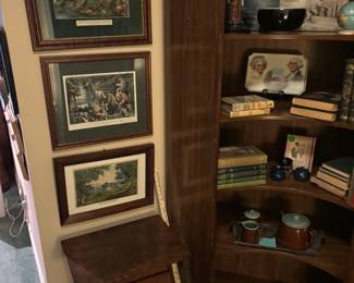 prints, books, shelving