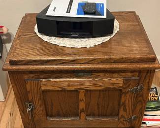 Bose wave music system & White Clad "icebox" oak furniture