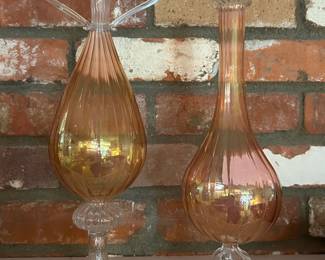 1940s Murano Glass vases. Pink Swirl. 