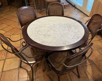 Marble top table with 5 chairs 