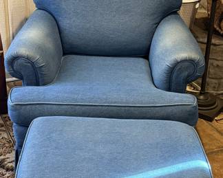 Denim chair and ottoman 