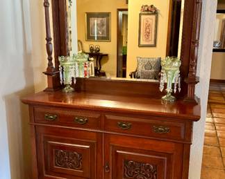 Antique mirror backed sideboard 