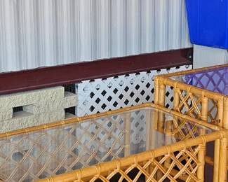 Clean rattan coffee table and end tables