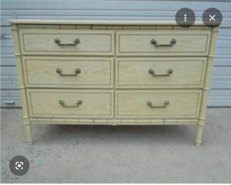 Six drawer faux bamboo dresser