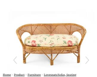Caned rattan settee