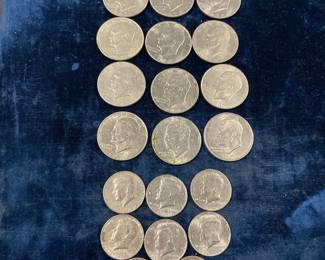 Eisenhower dollars and bicentennial half dollars