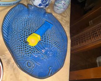 fish plate and Pez dispenser Peter the Clown