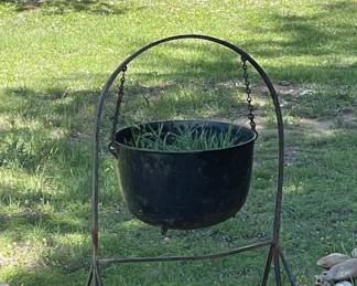 CAST IRON CAULDRON ON STAND