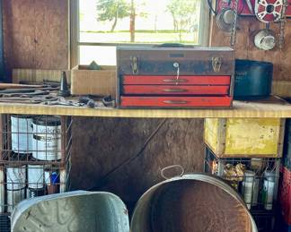VINTAGE GALVANIZED FOOT TUBS, TOOLS