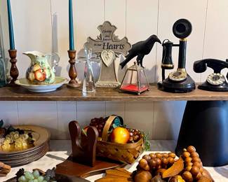 VINTAGE TELEPHONES, WOODEN FRUIT