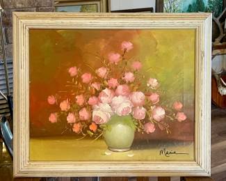 ORIGINAL SIGNED FLORAL MOTIF PAINTING 