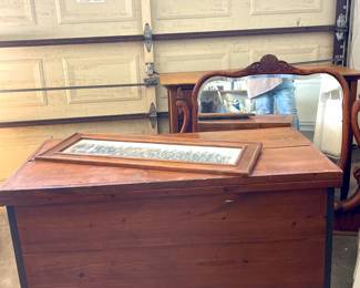 ANTIQUE CHEST, ANTIQUE DRESSER WITH MIRROR