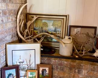 CROCK JUG, PAINTINGS