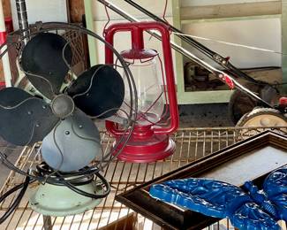 ANTIQUE EMERSON FAN, OLD LANTERN
