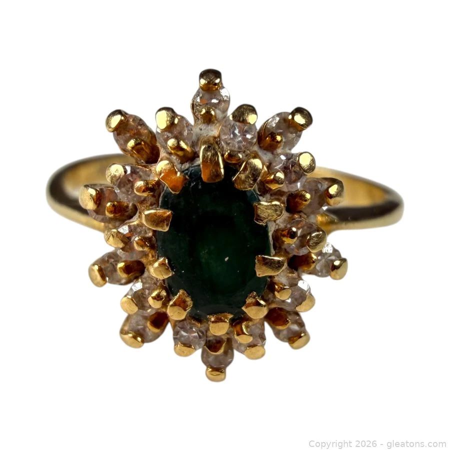 14kt Yellow Gold Emerald and Diamond Ring