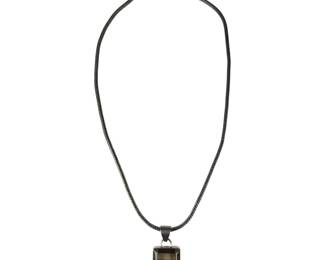 Sterling Silver Imitation Smokey Quartz and Garnet Necklace