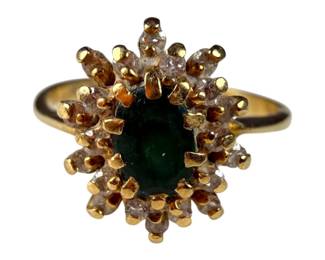 14kt Yellow Gold Emerald and Diamond Ring