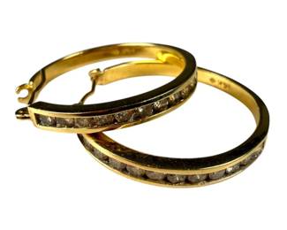 14kt Yellow Gold Diamond Hoop Earrings