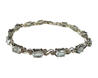 14kt White Gold Aquamarine and Diamond Bracelet