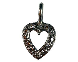 10kt White Gold Diamond Open Heart Pendant