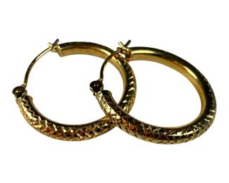 14kt Yellow Gold Textured Hoop Earrings