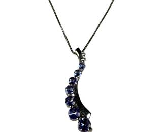 14kt White Gold Tanzanite and Diamond Journey Necklace