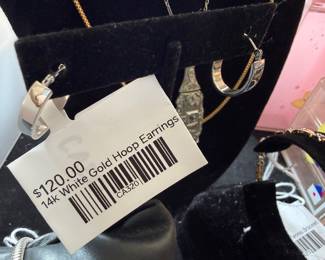 14k White Gold Hoop Earrings 