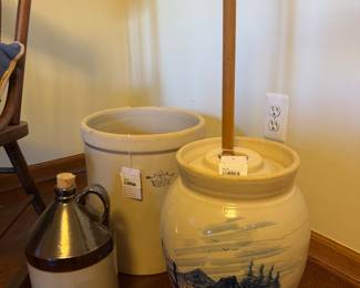 5 Gallon Crock, PR Storie Butter Churn 