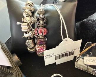(A) Sterling Pandora-Style Charm Bracelet 